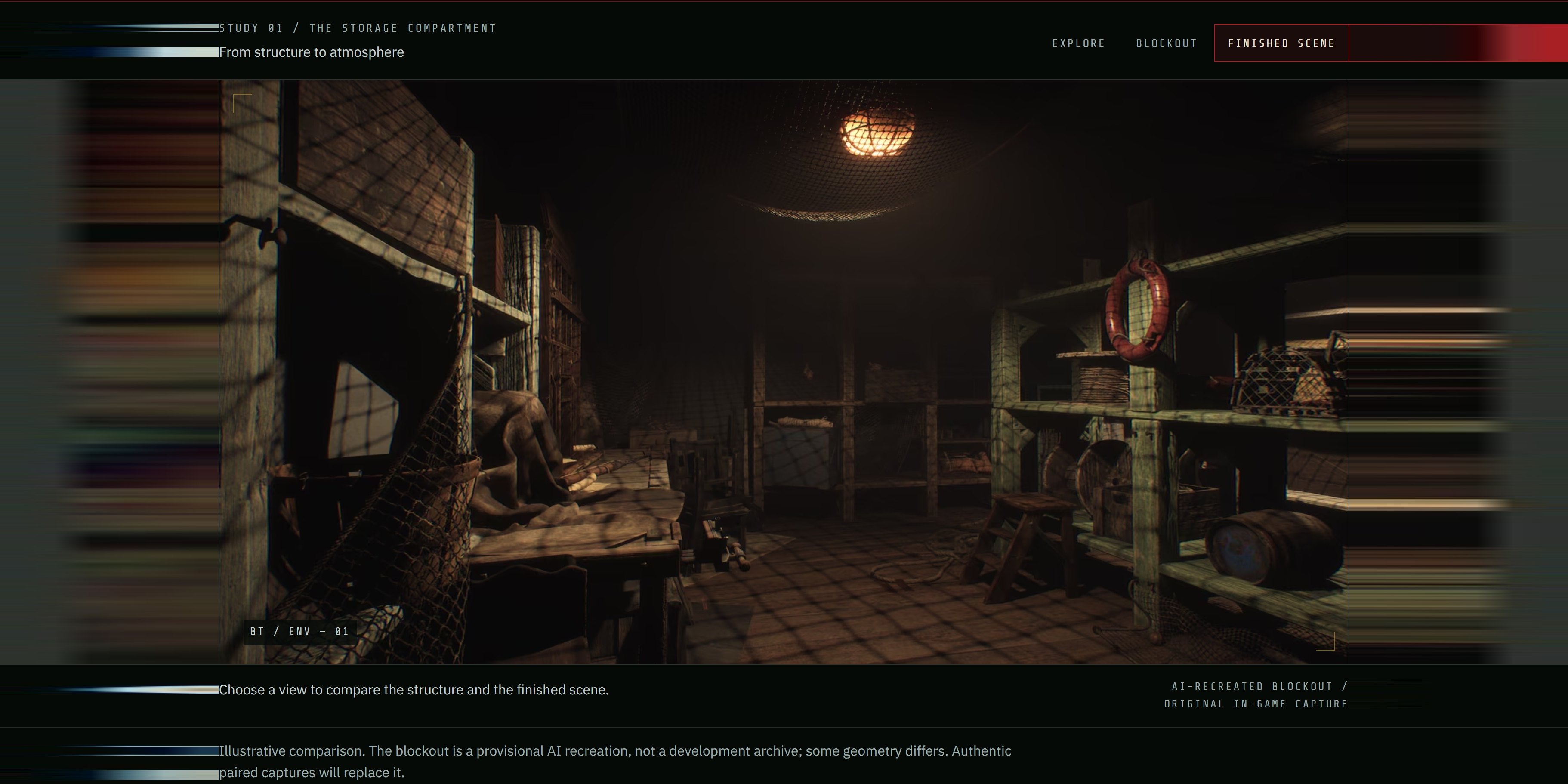 Apartado de producción y comparador visual de la web de Black Tides